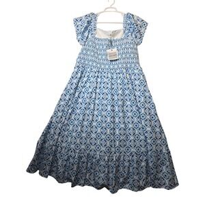 Hanna Nikole Maxi Dress Womens 24W Blue Summer Cottage Ruffle Boho Coastal Plus